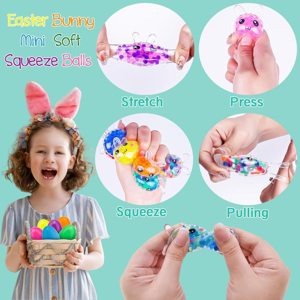 Yippzo 12Pcs Prefilled Easter Eggs with Mini Stress Balls Squeeze Toys Inside as Easter Basket Stuffers, Easter Eggs Hunt Party Favors, Classroom Prize Supplies