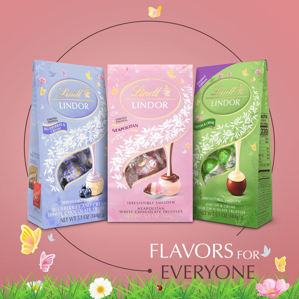 Lindt LINDOR Easter Neapolitan White Chocolate Candy Truffles, Easter Gifting, 5.1 oz. Bag
