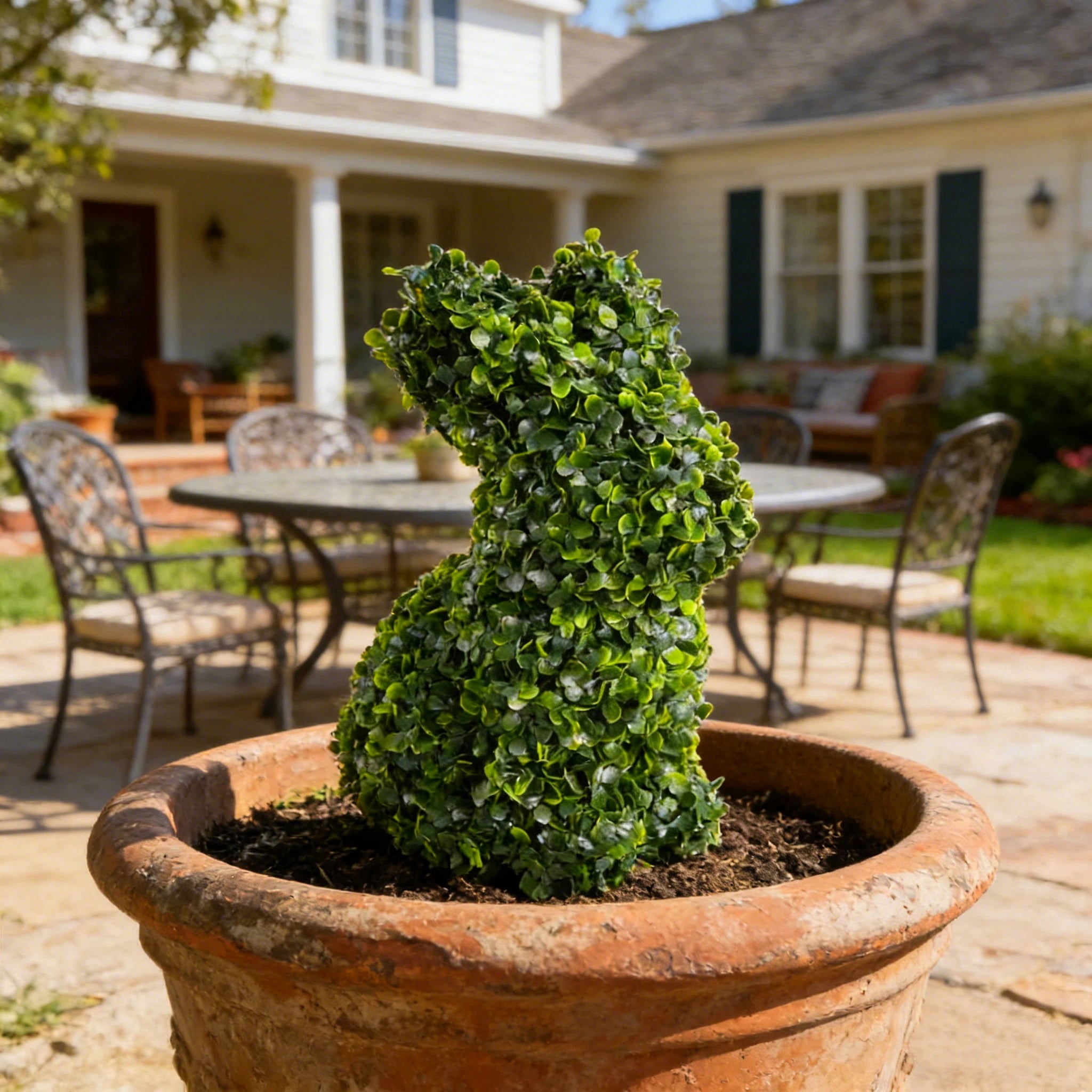 Spring Clearance! Easter Outdoor Decor 28" Boxwood Bunny Topiary, Easter Artificial Tree UV-Resistant Easter Home Decor for Porch, Outdoor Indoor Spring Rabbit, Easter Gift for Women Men(without Pot)