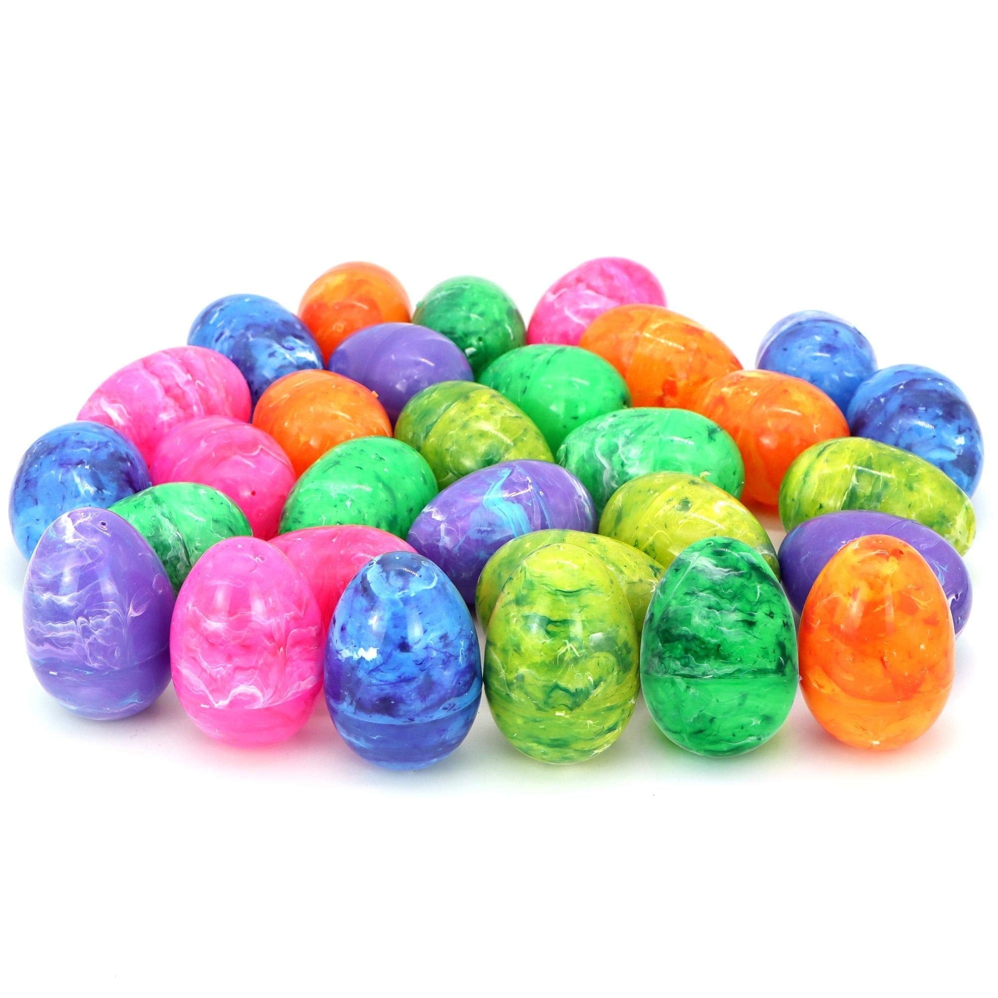 Joyfy 30 Pcs Plastic Easter Eggs,Iridescent Printed Empty 3.15" Tall for Easter Egg Hunt, Basket Stuffers Fillers, Classroom Prize Supplies, Filling Treats and Party Favor