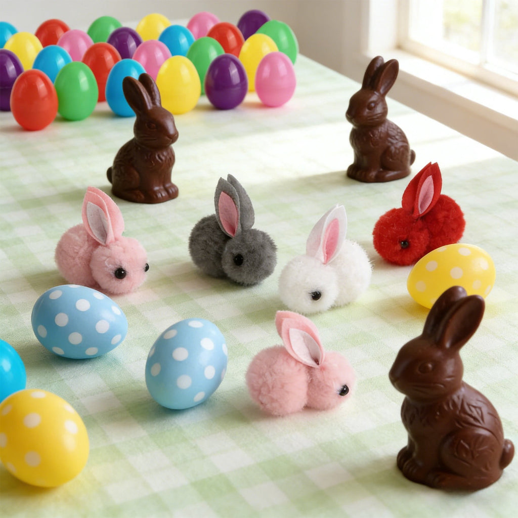 Tyidzon Easter Eggs with Plush Bunny Inside, 12/24 Pack Plush Rabbit in Plastic Eggs, 2.8" Mini Surprise Easter Toys for Basket Stuffers Eggs Hunt Party Favors