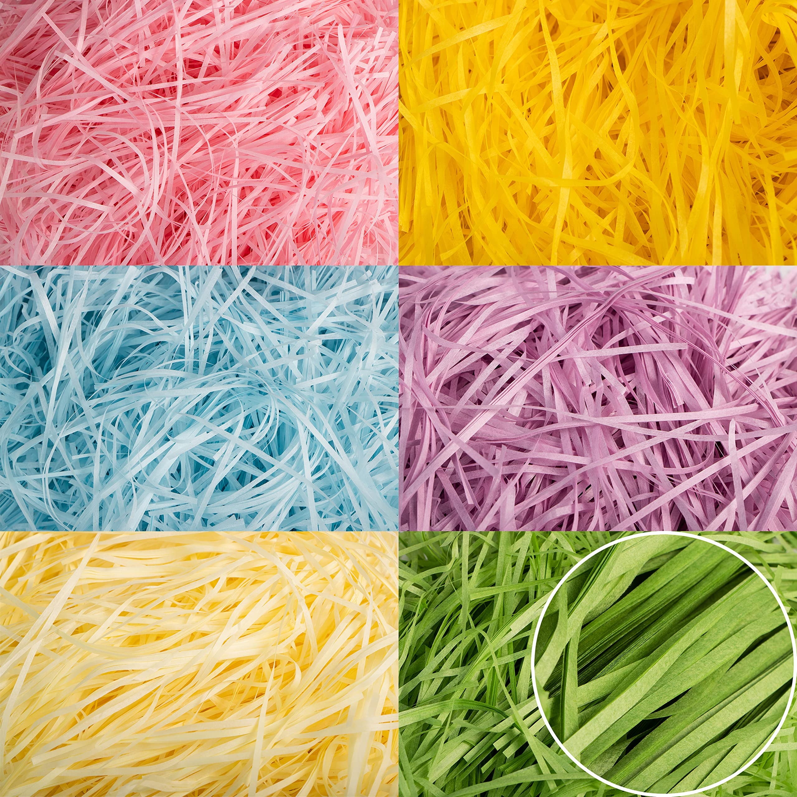 Joyfy 12oz Easter Basket Grass, 6 colors Crinkle Cut Tissue Paper, Recyclable Craft Shred Confetti Raffia Paper for Easter Basket Filler Stuffers for Easter Egg Hunt Party Favor Gift Decor