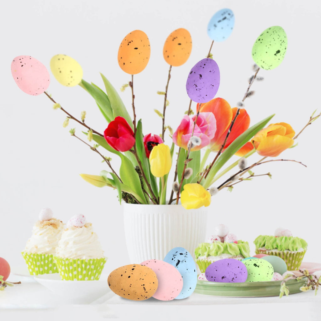 100 Pcs Foam Easter Egg Decoration DIY Eggs 1.8 X 1.2cm Artificial Foam Bird Eggs Garden Bird Nest Decor Easter Party Decorations Home Decor