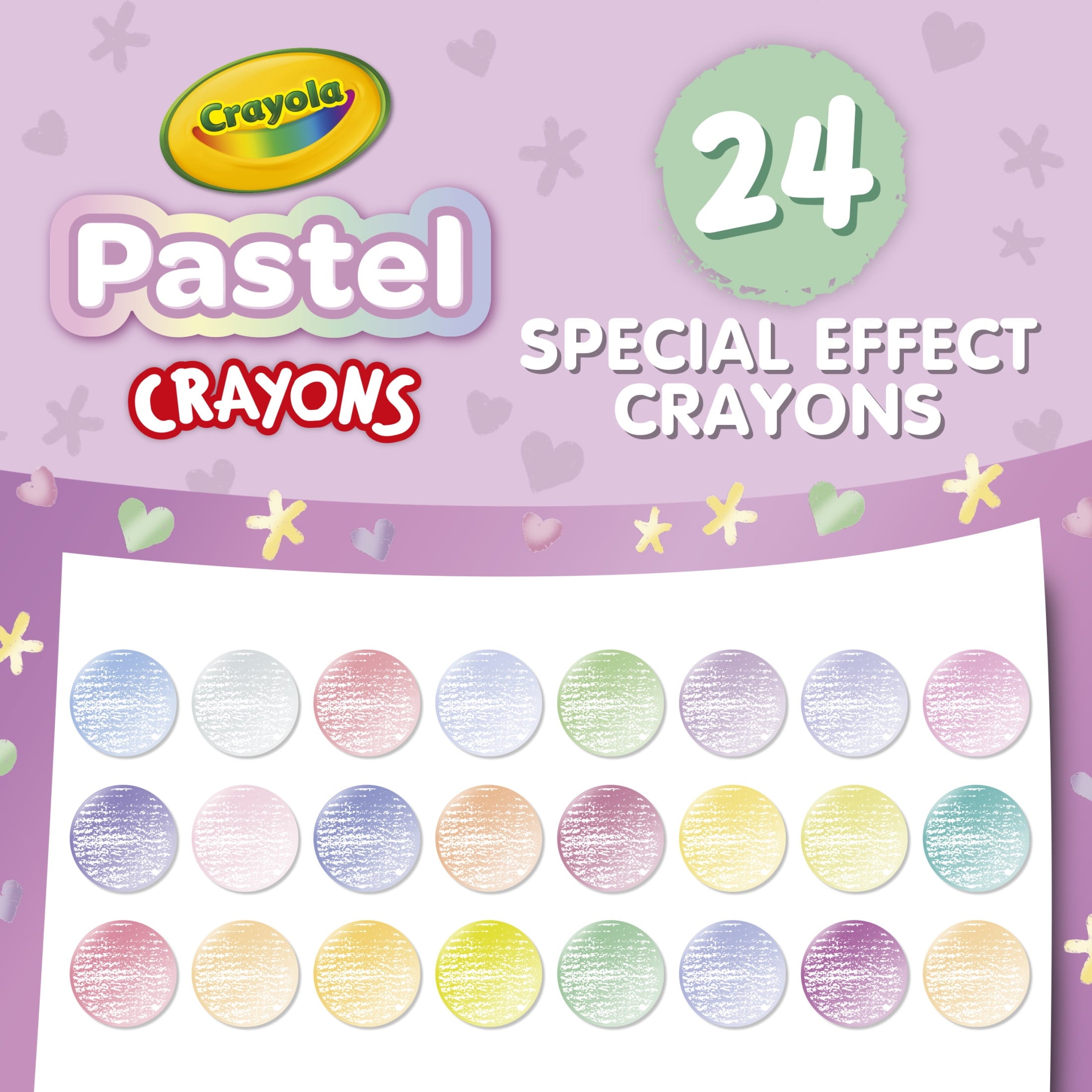 (3 pack) Crayola 24 Ct Pastel Crayons, School Supplies, Art Supplies, Creative Gifts for Kids Ages 3+