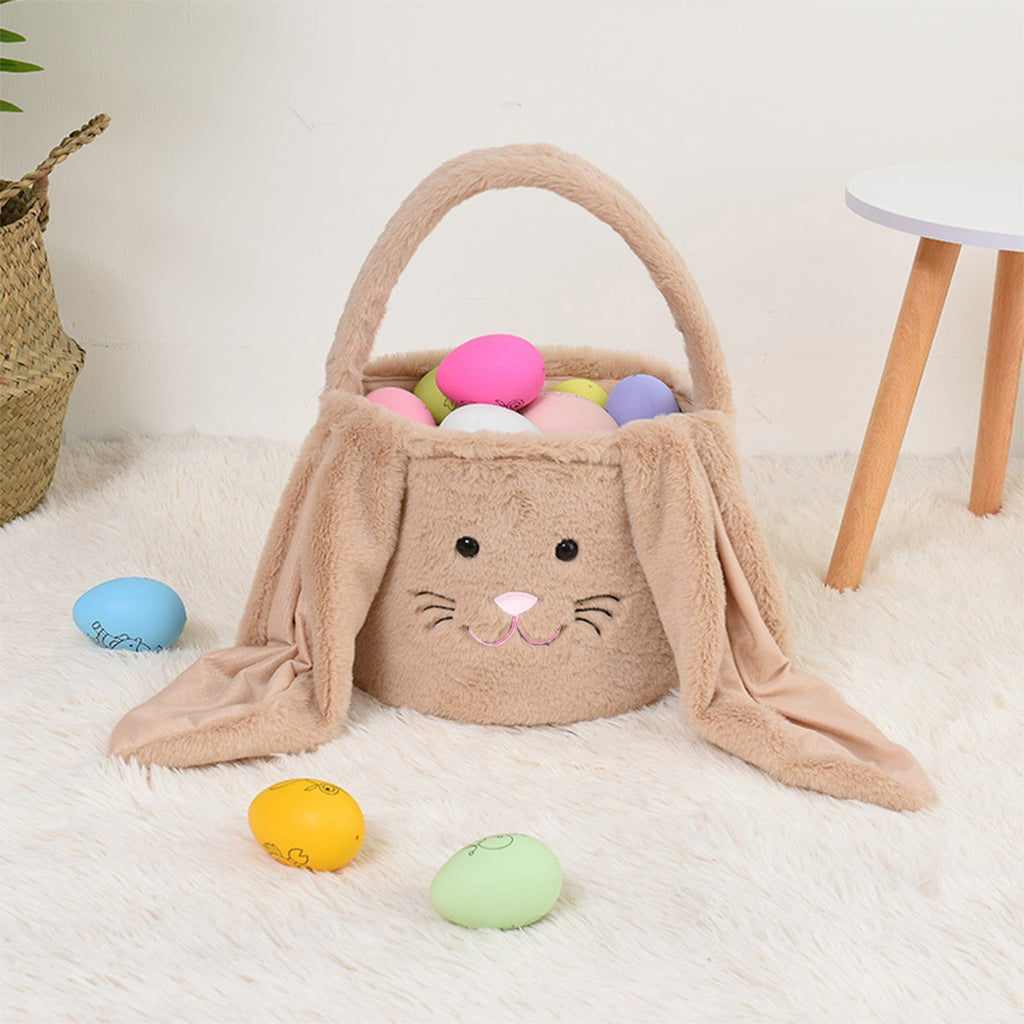 Easter Basket for Kids - Plush Bunny Basket with Handle, Easter Bucket for Egg Hunt, Easter Decorations & Gifts for Boys and Girls (Blue) by PALIFEUR