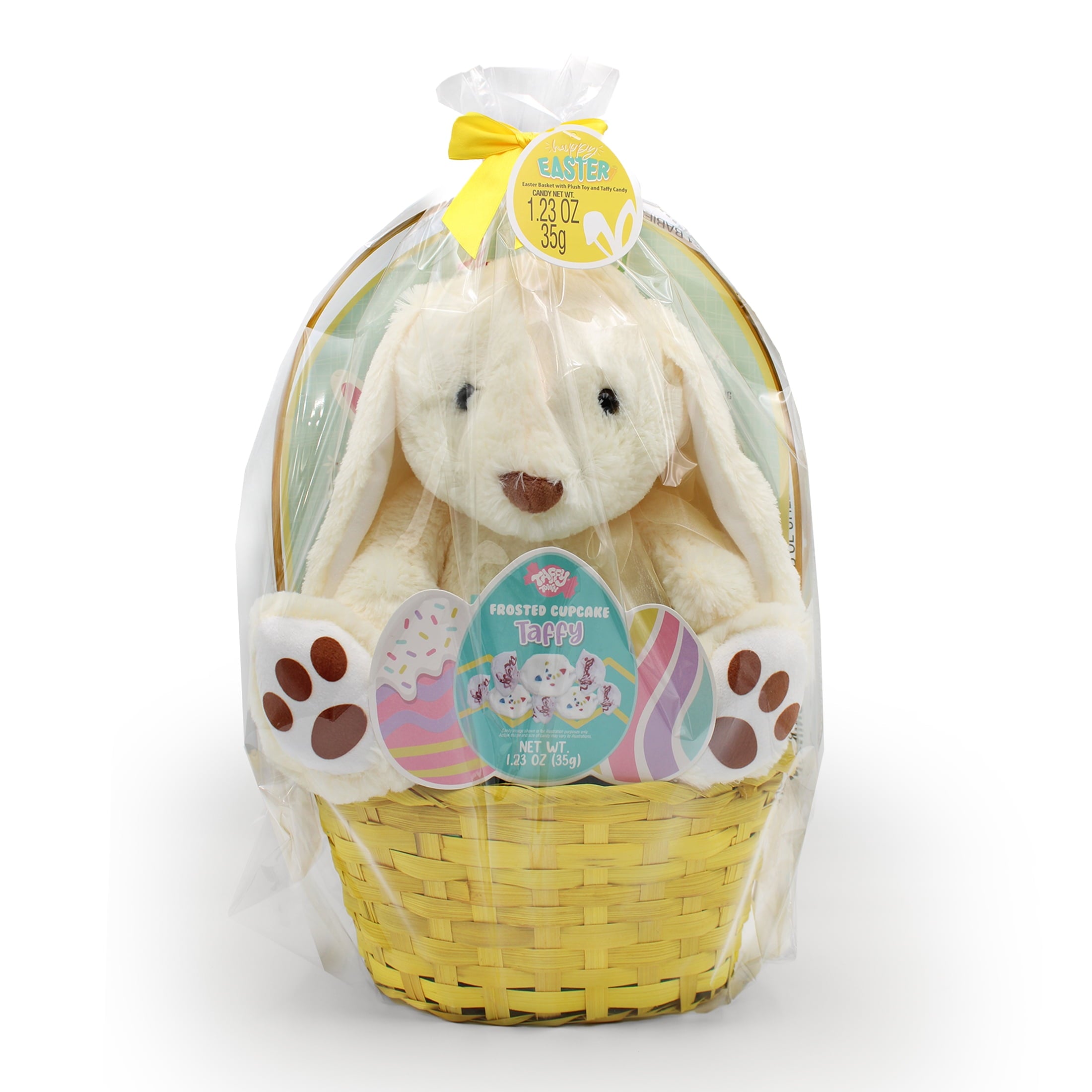 Tan Floppy Ear Bunny Plush Prefilled Easter Basket, by Megatoys