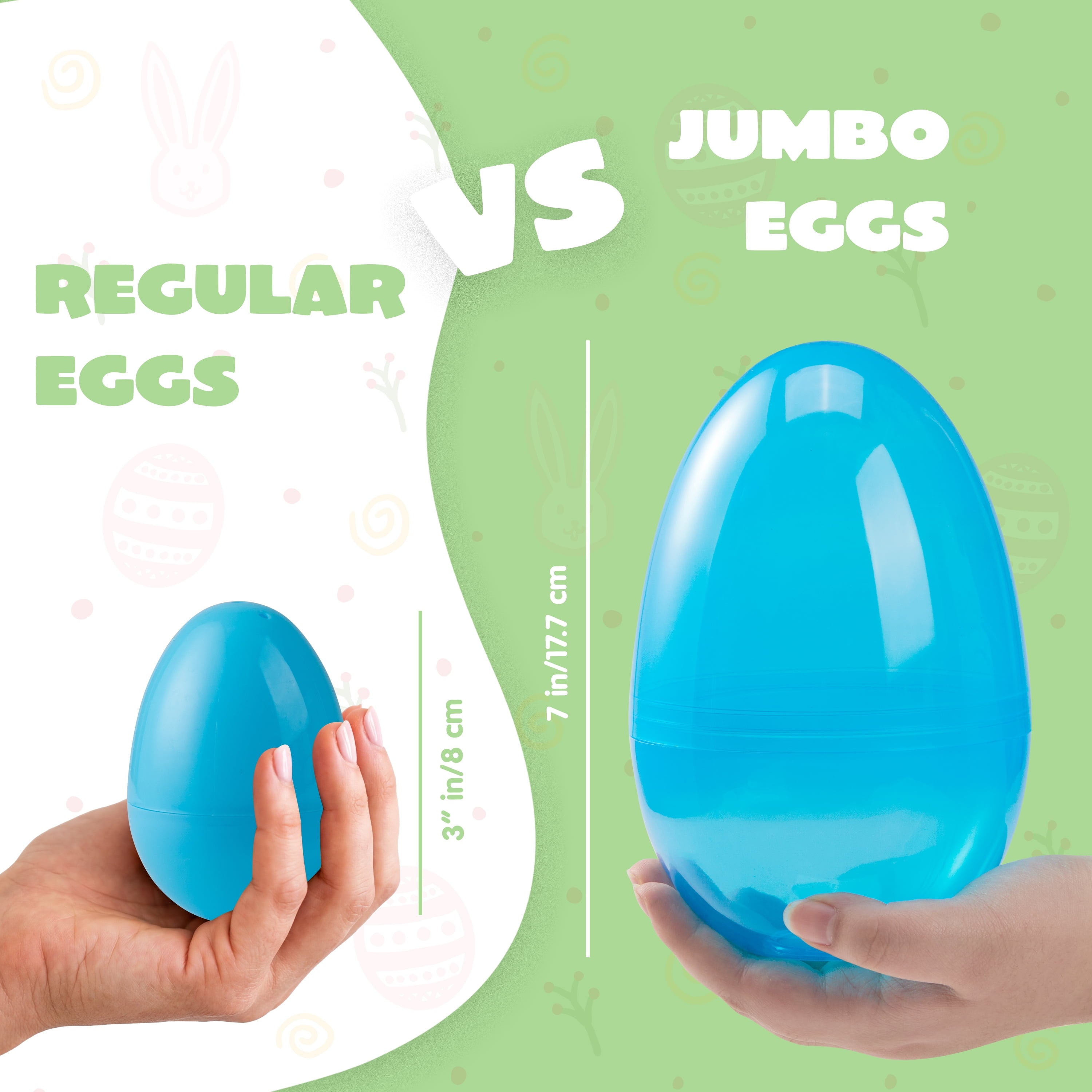 Joyfy 12 Pcs 7" Jumbo Easter Eggs, Assorted Colors Large Clear Plastic Easter Eggs, Empty Fillable Easter Eggs for Filling Treats, Easter Egg Hunt, Party Favor, Classroom Prize