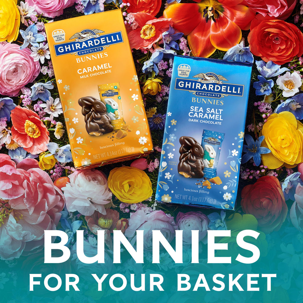 GHIRARDELLI Easter Milk Chocolate Candy Bunnies with Caramel Filling, 4.14 oz Bag