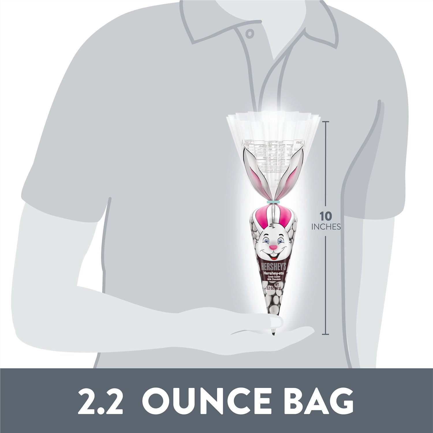 HERSHEY'S HERSHEY-ETS Candy Coated Milk Chocolate, Easter Candy Carrot Bag, 2.2 oz