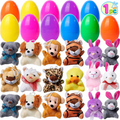 1 Pcs Prefilled Easter Eggs with Mini Plush Animals, Cute Stuffed Toy Fillers for Kids Easter Egg Hunt, Basket Stuffers, Classroom Prizes and Party Favors