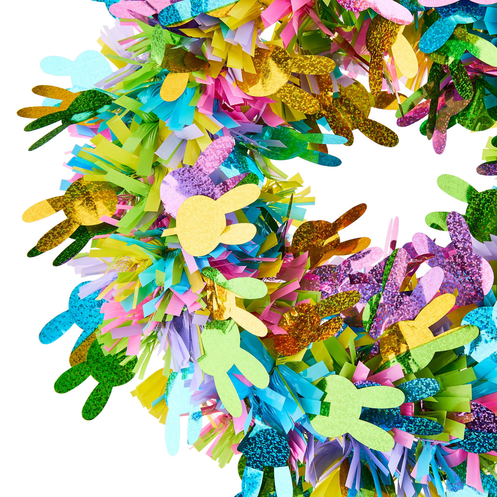 Bunny Tinsel Wreath, Multicolor, 15", Easter by Way To Celebrate