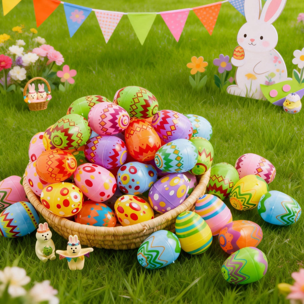 Joyfy 200 Pcs Plastic Easter Eggs Bulk, 2.3" Printed Bright Easter Eggs, Empty Fillable for Easter Hunt, Basket Stuffers Fillers, Party Favors and Decoration, Easter Goodie Bags for Kids