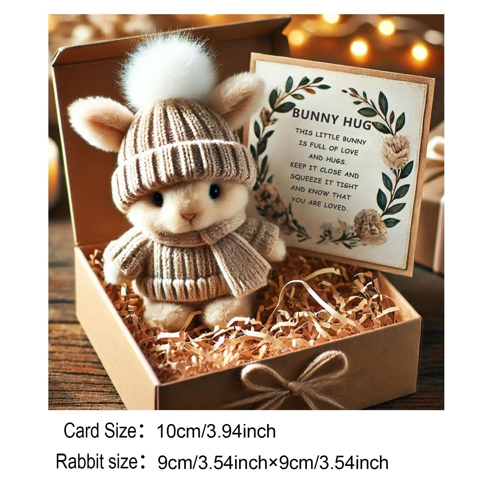 Mini Bunny Hug Cute Easter Gift Crochet Animals Rabbit Doll with Inspirational Card for Women Girls