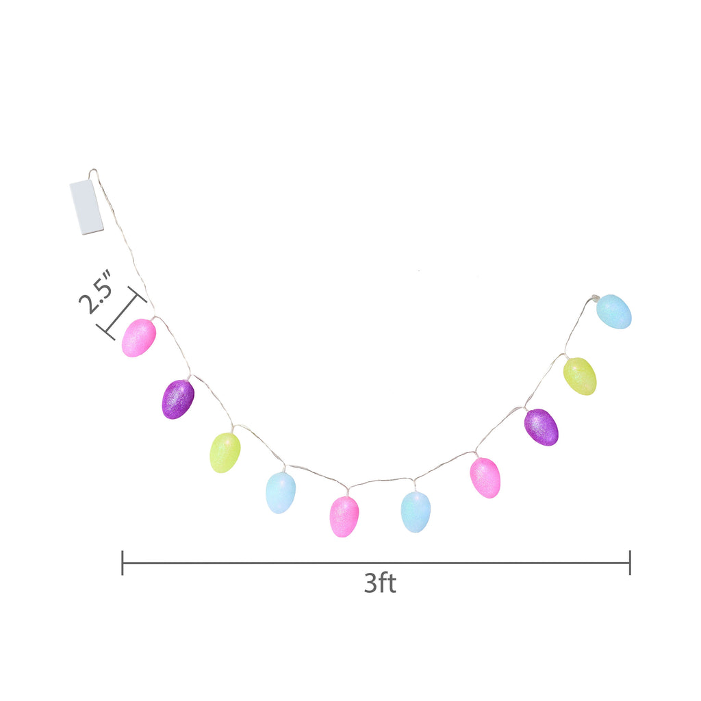 Indoor Battery-Operated 10-Count Glitter Egg Lights, Clear, 3', Easter by Way To Celebrate