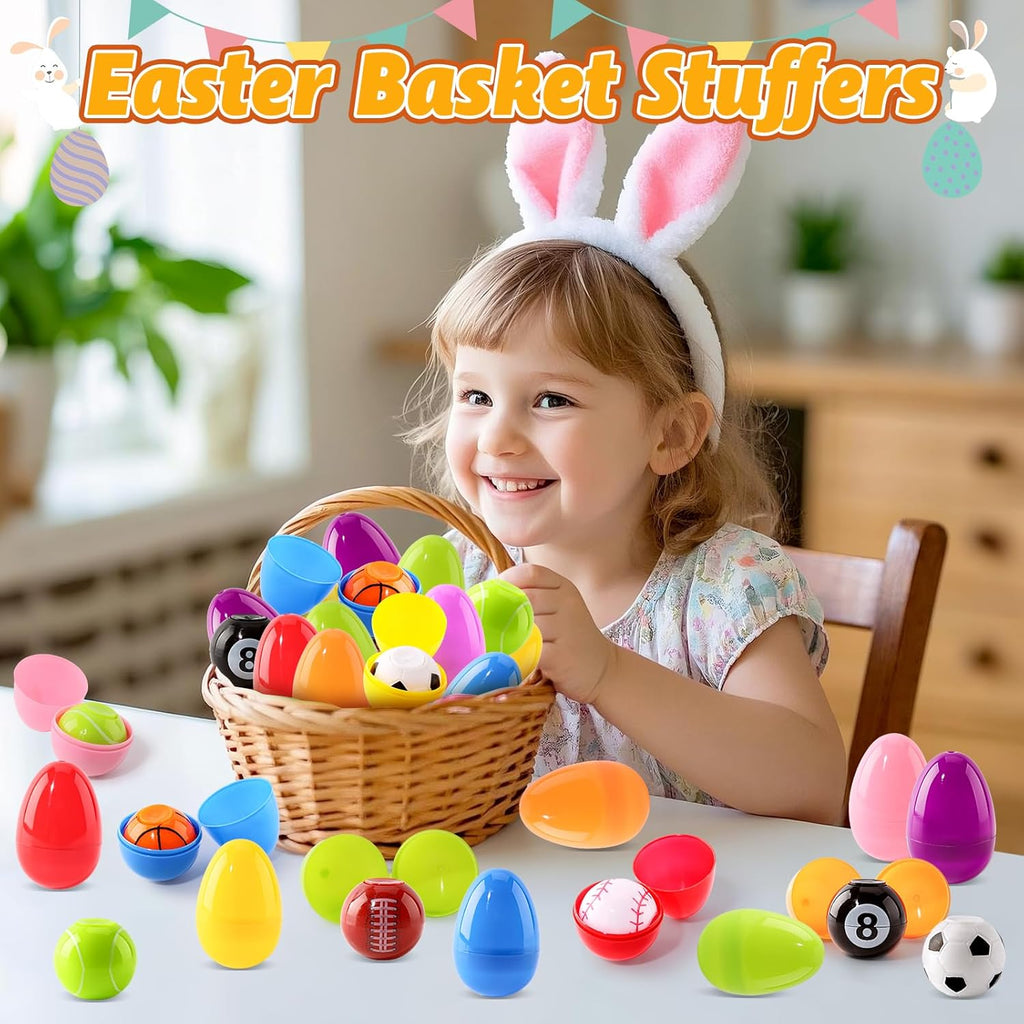 24 Pack Easter Eggs Filled with Spinning Balls, Easter Basket Stuffers Fillers for Kids, Easter Eggs with Toys, Easter Egg Hunt, Easter Party Favors, Easter Classroom Prize Gifts for Kids