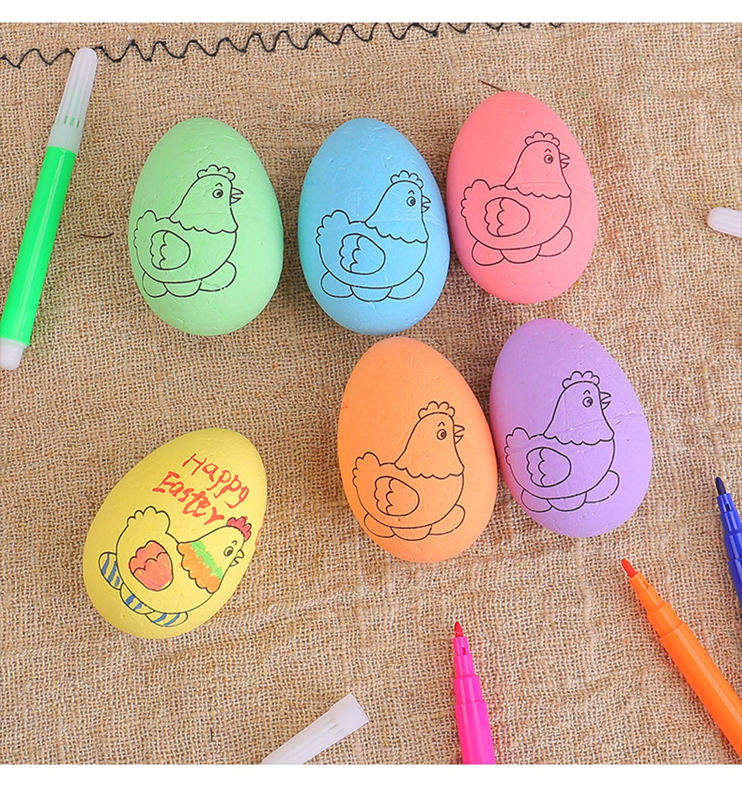Moocorvic Easter Eggs Painting Kit White Paintable Decorated Egg with Palette and Brushes for Girls and Boys, Art DIY Craft Toys Gifts