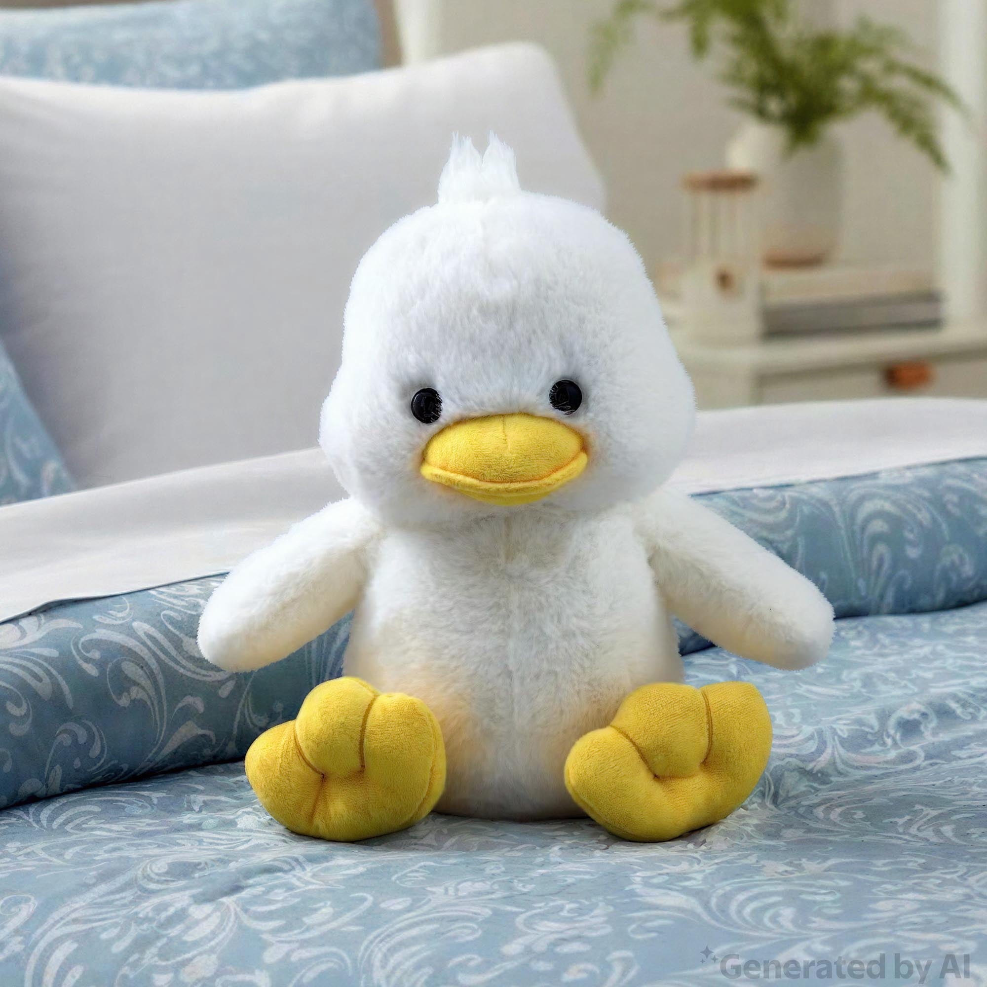 Duck Plush, Yellow and White, 15", Easter by Way To Celebrate
