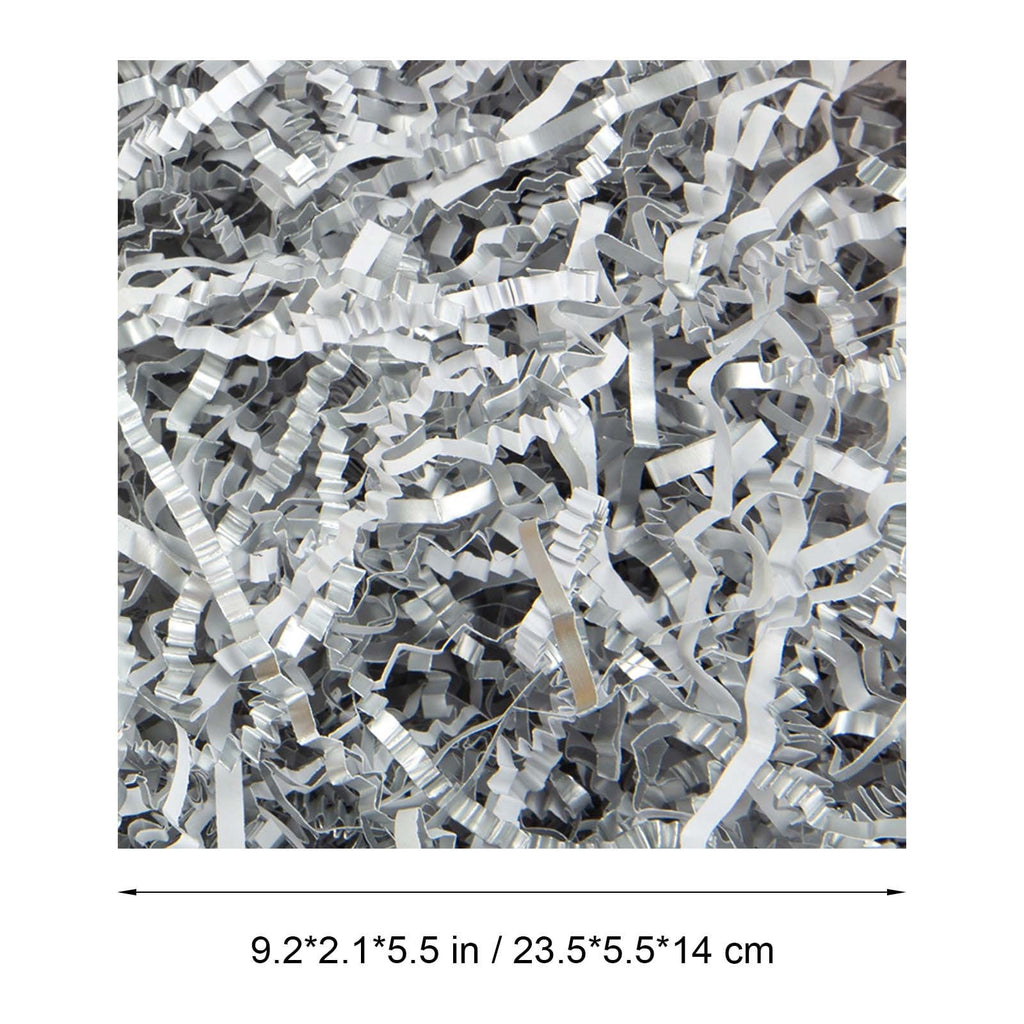 Silver Crinkle Cut Paper Shred Filler,Shredded Paper for Gift Box, Easter Grass Tissue Paper for Gift Wrapping & Basket Filling（0.22lbs）