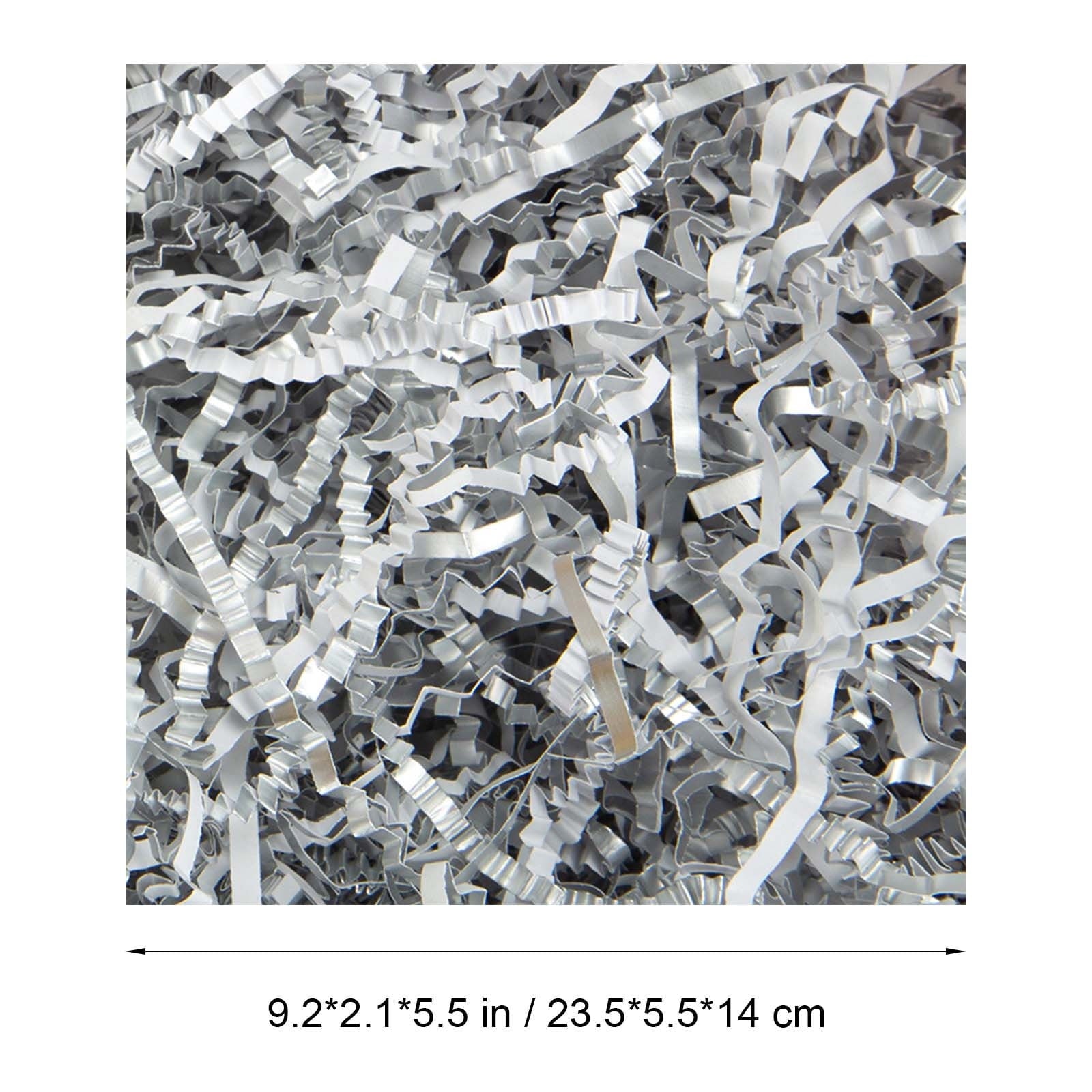 Silver Crinkle Cut Paper Shred Filler,Shredded Paper for Gift Box, Easter Grass Tissue Paper for Gift Wrapping & Basket Filling（0.22lbs）