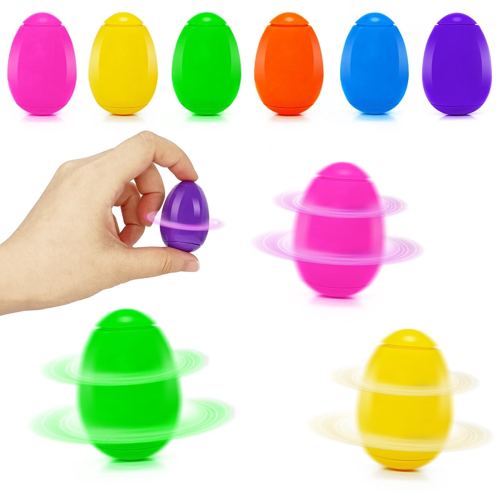 Prefilled Easter Eggs Spinner Balls Toy for Kids Boys Girls Toddlers Easter Basket Stuffers Fillers for Easter Egg Hunt Party Favors