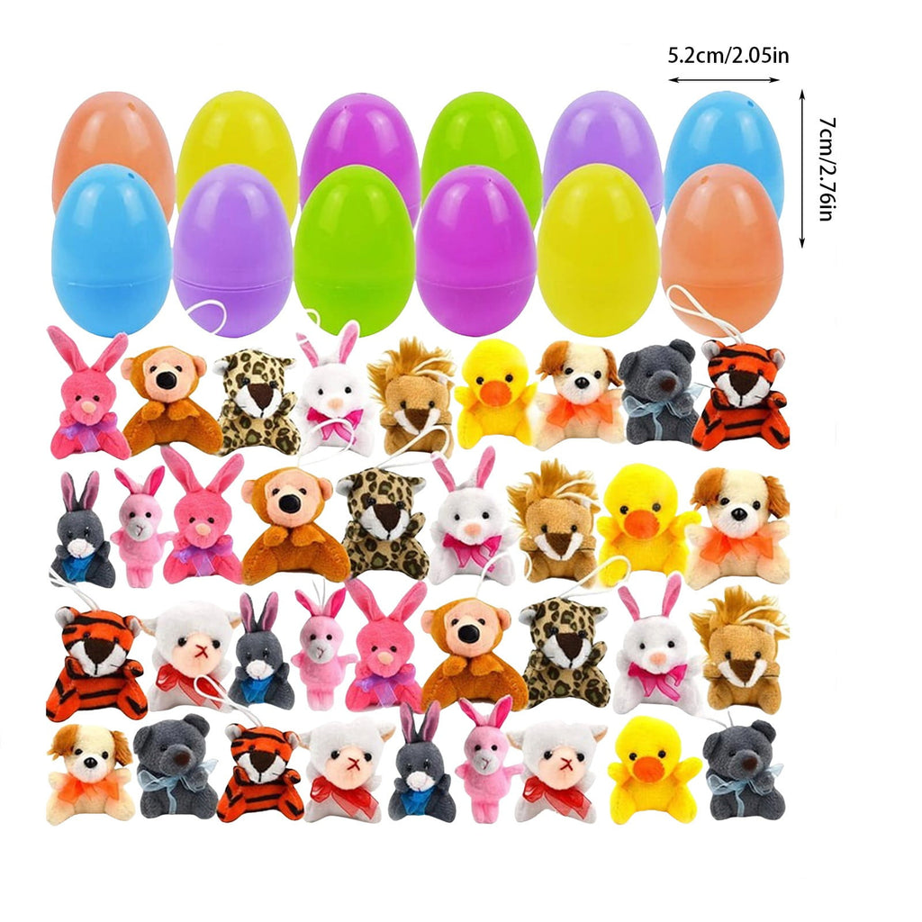 24 Pcs Prefilled Easter Eggs Filled with Plush Animal Toys for Easter Eggs , Basket Stuffers Fillers, Kids Party Favor, Classroom Prize Supplies