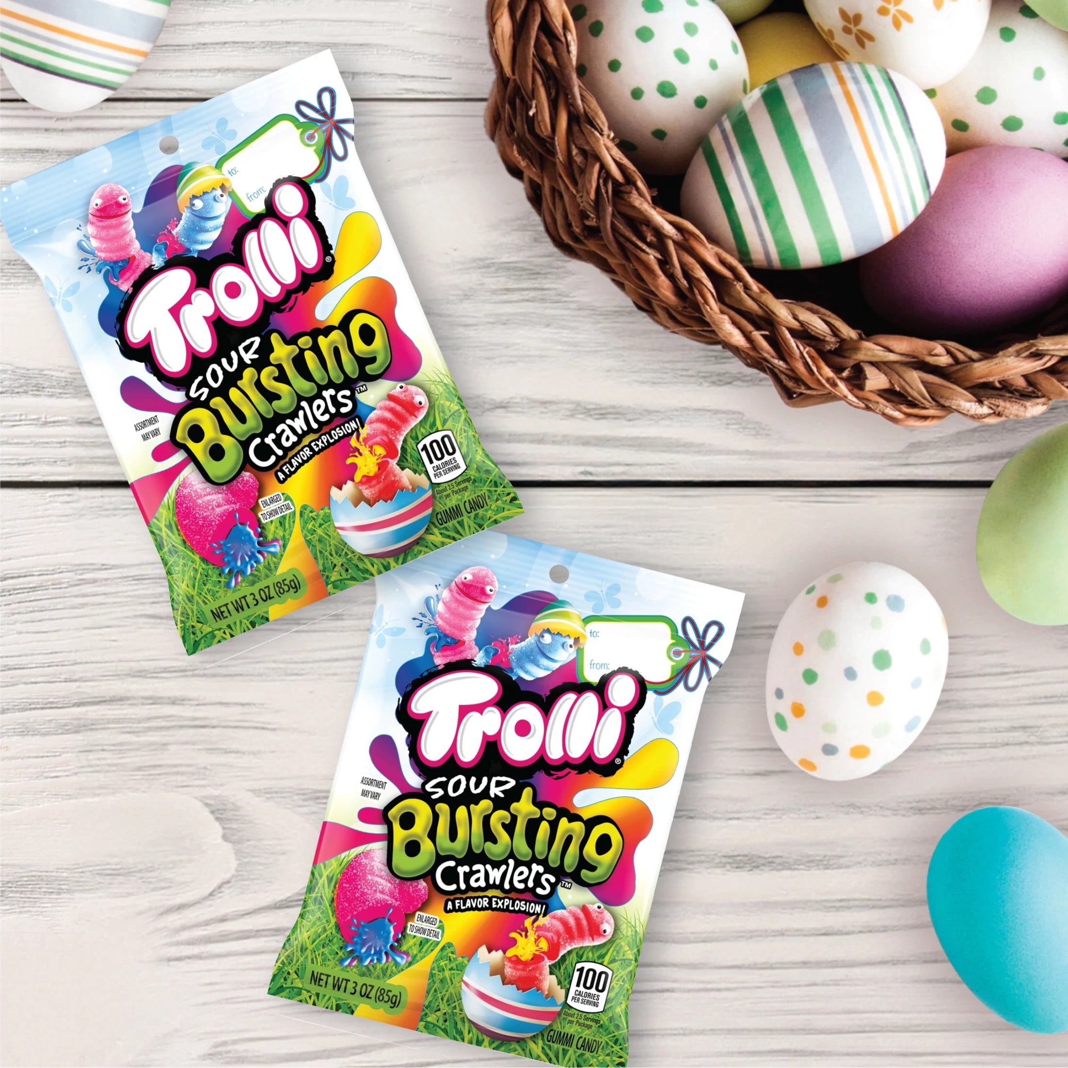 Trolli Easter Sour Bursting Crawlers, Springtime Easter Candy, 3 oz