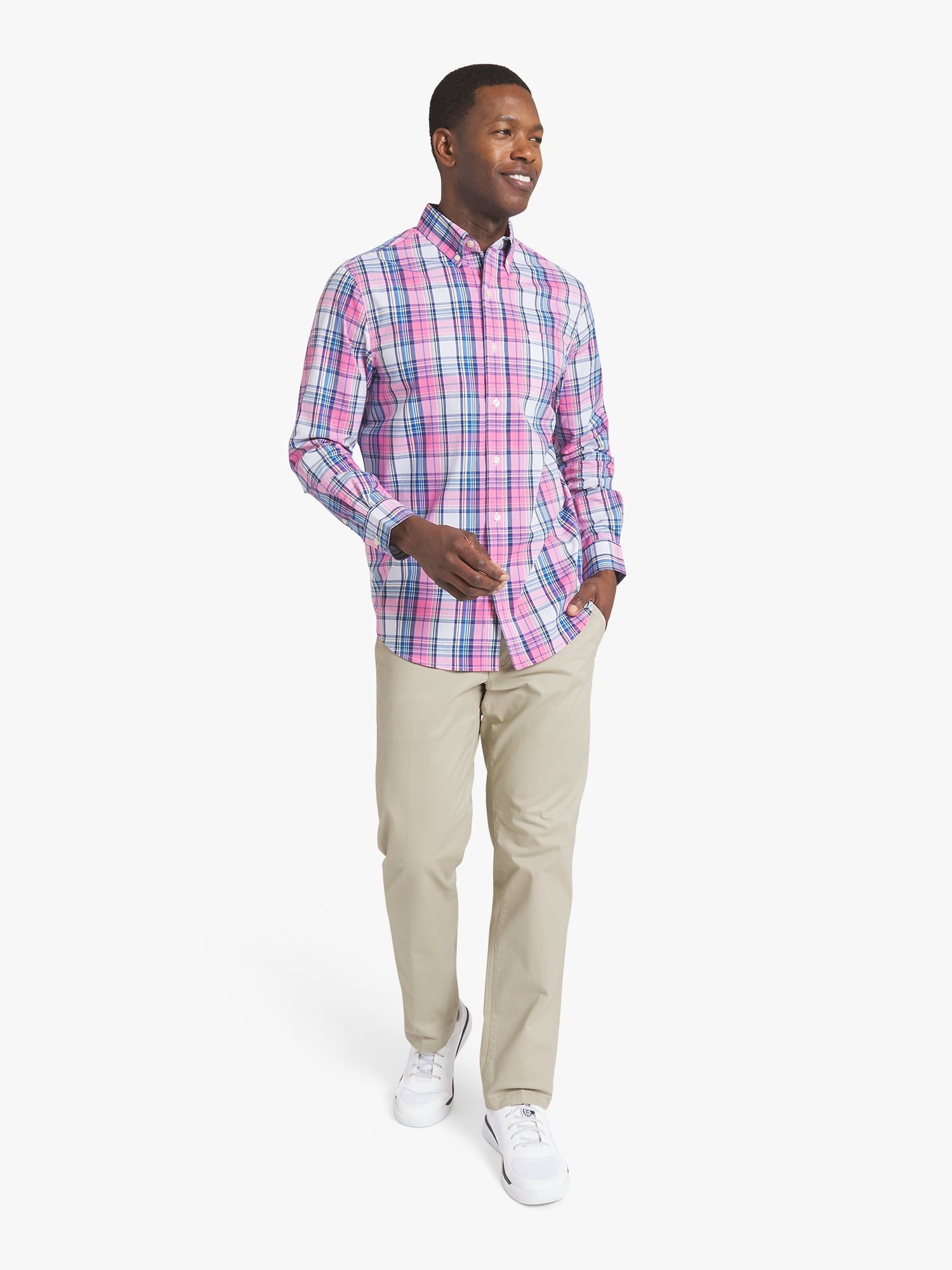 Chaps Men's & Big Men's Long Sleeve Easy Care Stretch Poplin Shirt, Sizes S-3XL