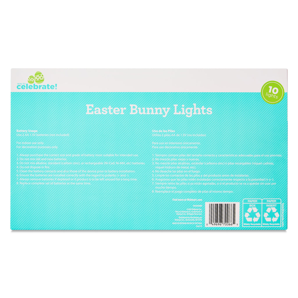Battery-Operated Bunny Lights, 3', Easter by Way To Celebrate