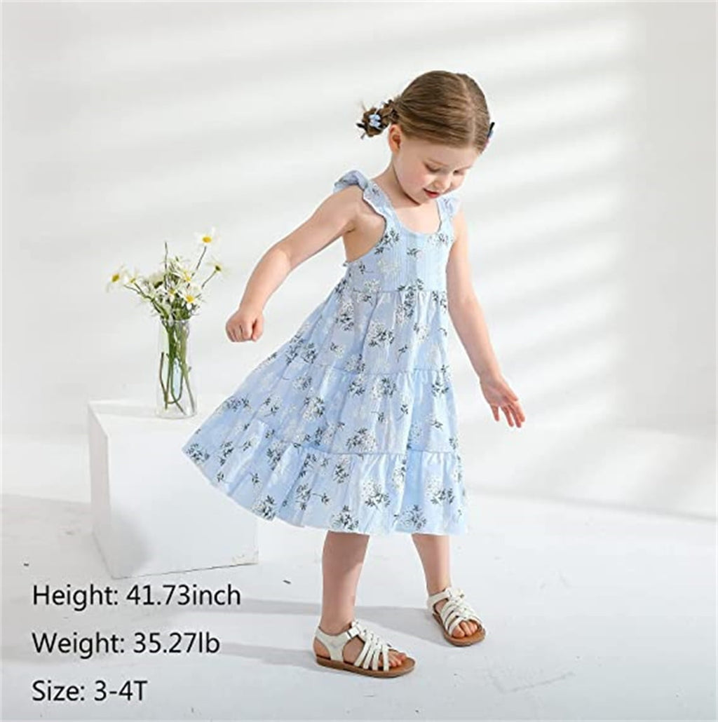 Younger Tree Baby Girls Summer Sleeveless Dress Kid Princess Flower Beach Butterfly Sundress for 18-24 Months