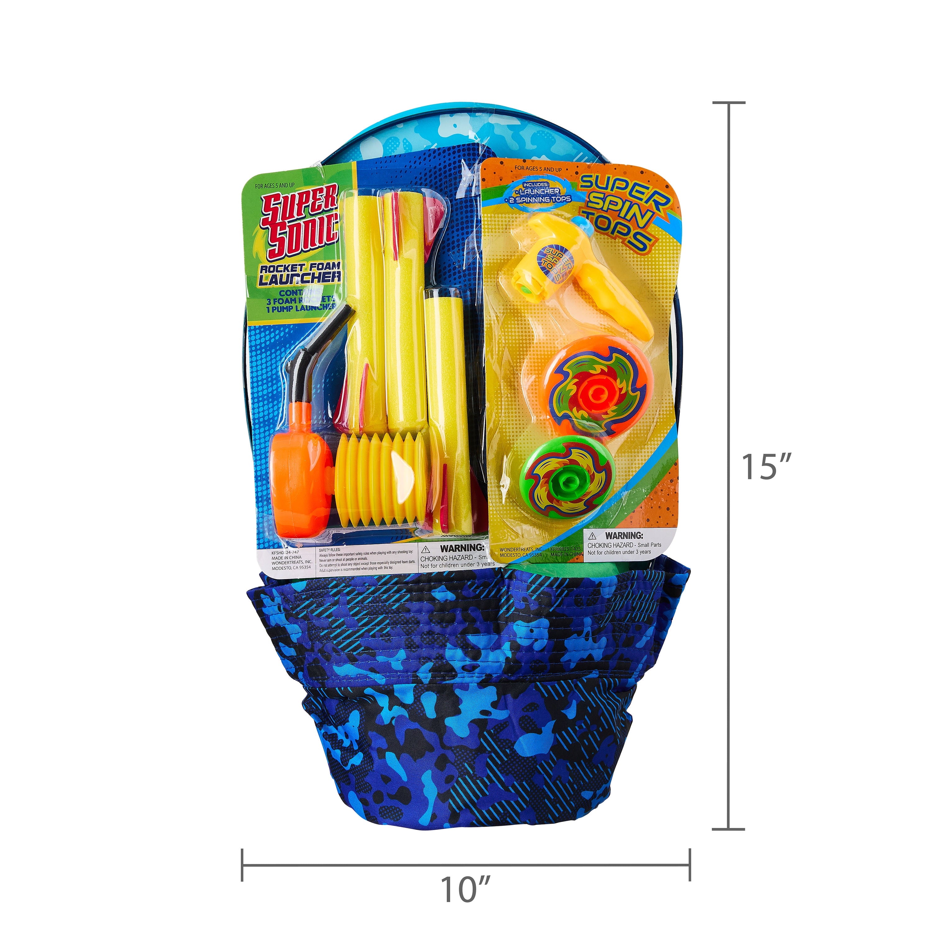 Prefilled Blue Camo Hat Easter Basket Gift Set, by Wondertreats