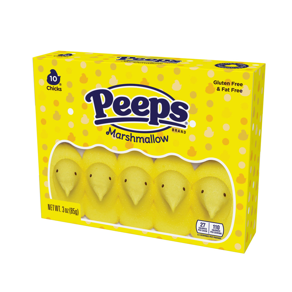 PEEPS Yellow Marshmallow Chicks, Easter Candy - 10 Count (3.0 Ounces)