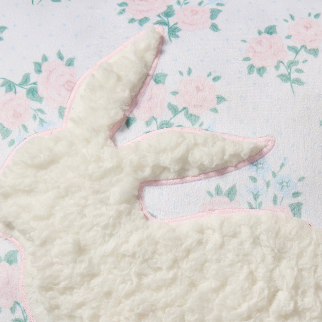 18" x 18" White/Multi Floral Bunny Decorative Pillow, by My Texas House