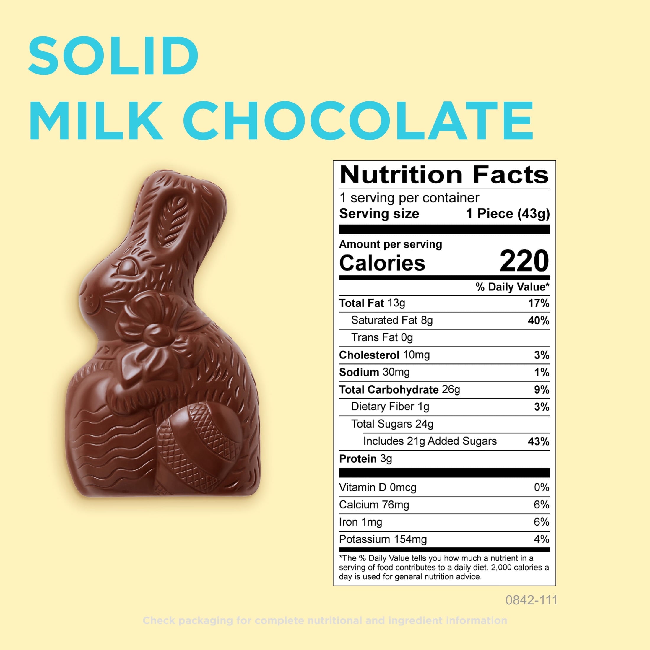 RUSSELL STOVER Easter Bunny Solid Milk Chocolate Rabbit, 1.5 oz