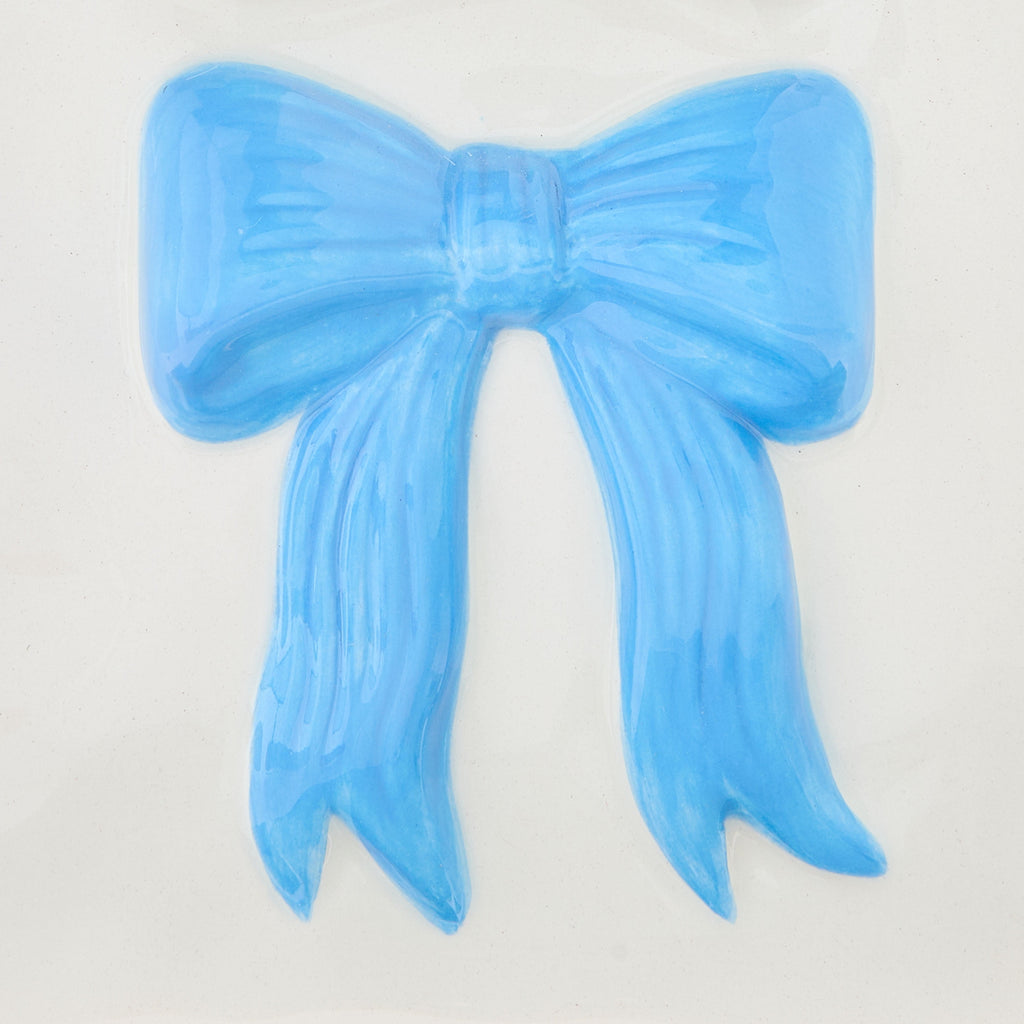 Ceramic Bag Vase with Bow, Cream and Blue, 6.5", Valentine's Day by Way To Celebrate