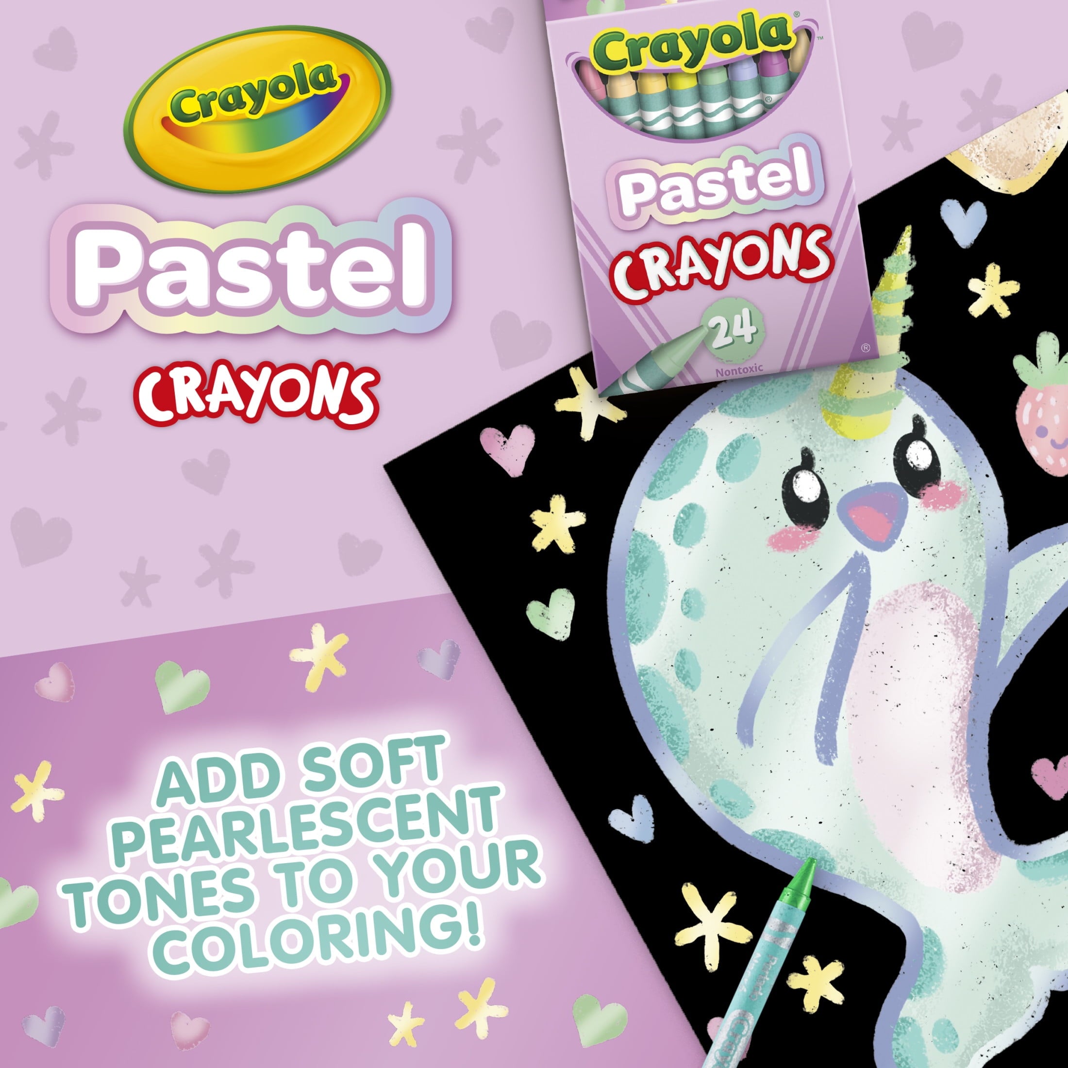 (3 pack) Crayola 24 Ct Pastel Crayons, School Supplies, Art Supplies, Creative Gifts for Kids Ages 3+
