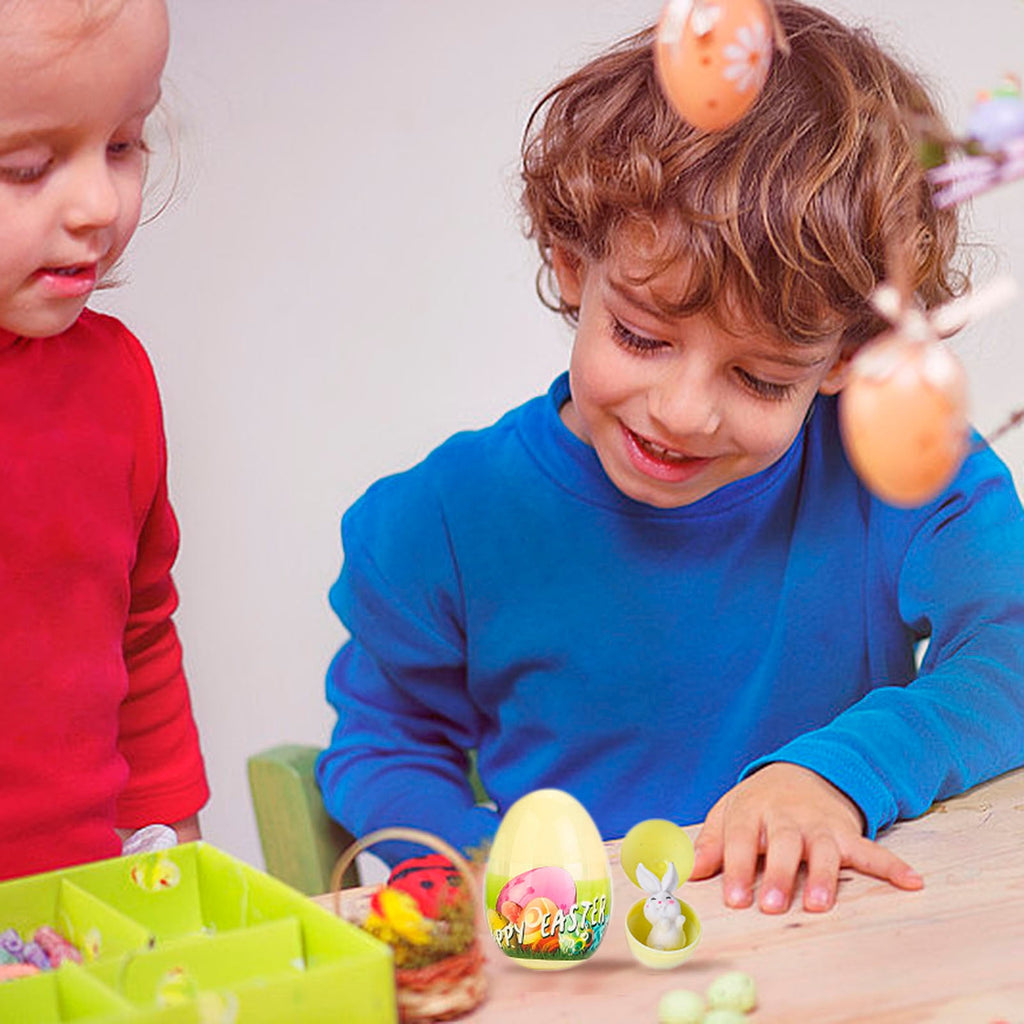 Eqslft Easter Eggs with Sticky Stretchy Toys Inside –1 Pack Filled Easter Eggs, Assorted Easter Elements, Surprise Party Favors for Kids, Egg Hunt, Easter Basket Stuffers