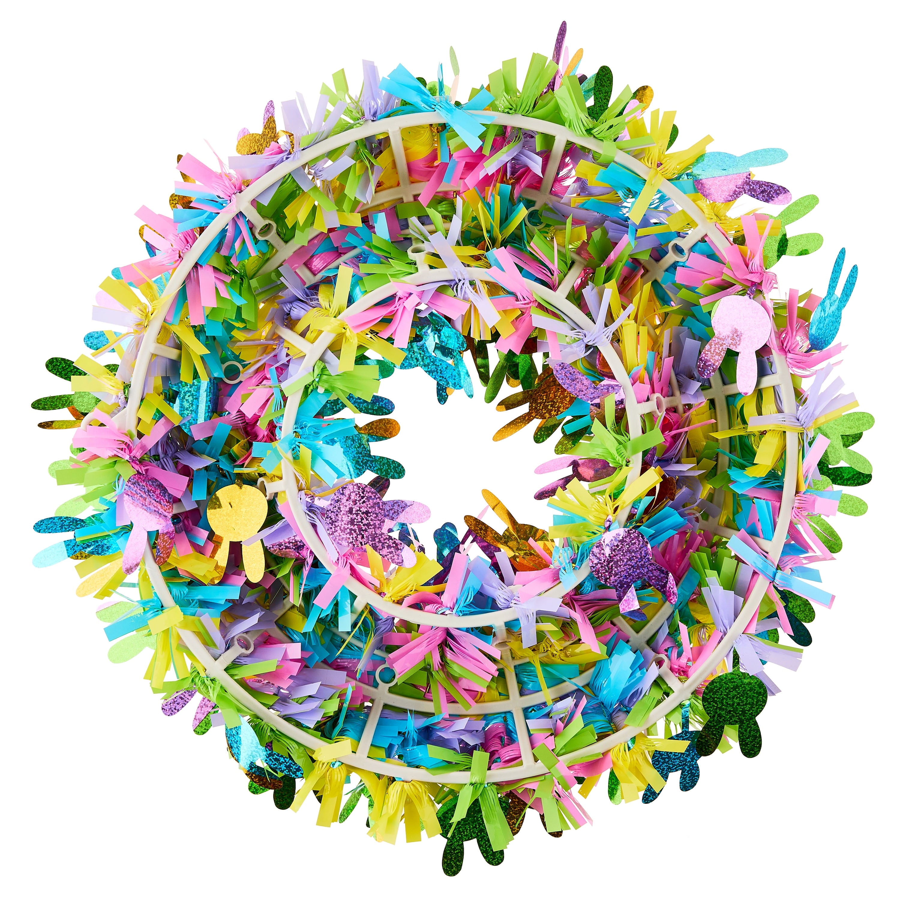 Bunny Tinsel Wreath, Multicolor, 15", Easter by Way To Celebrate