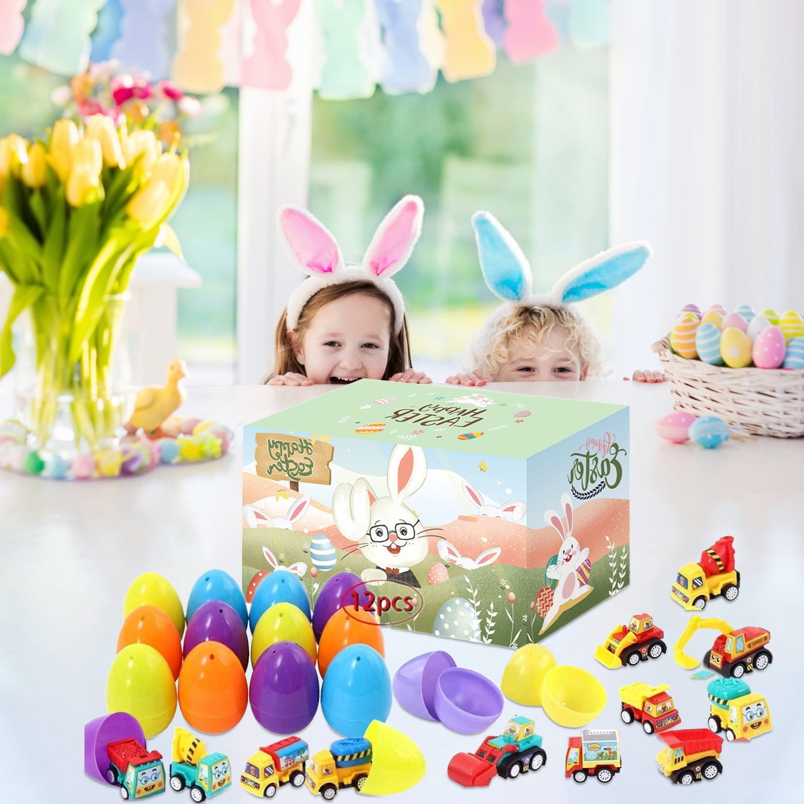 MeetYTOYS 24 Pack Prefilled Easter Eggs -Christmas Gifts Toy Filled Bulk Plastic Eggs for Kids, Bulk Prefilled Easter Eggs Toys