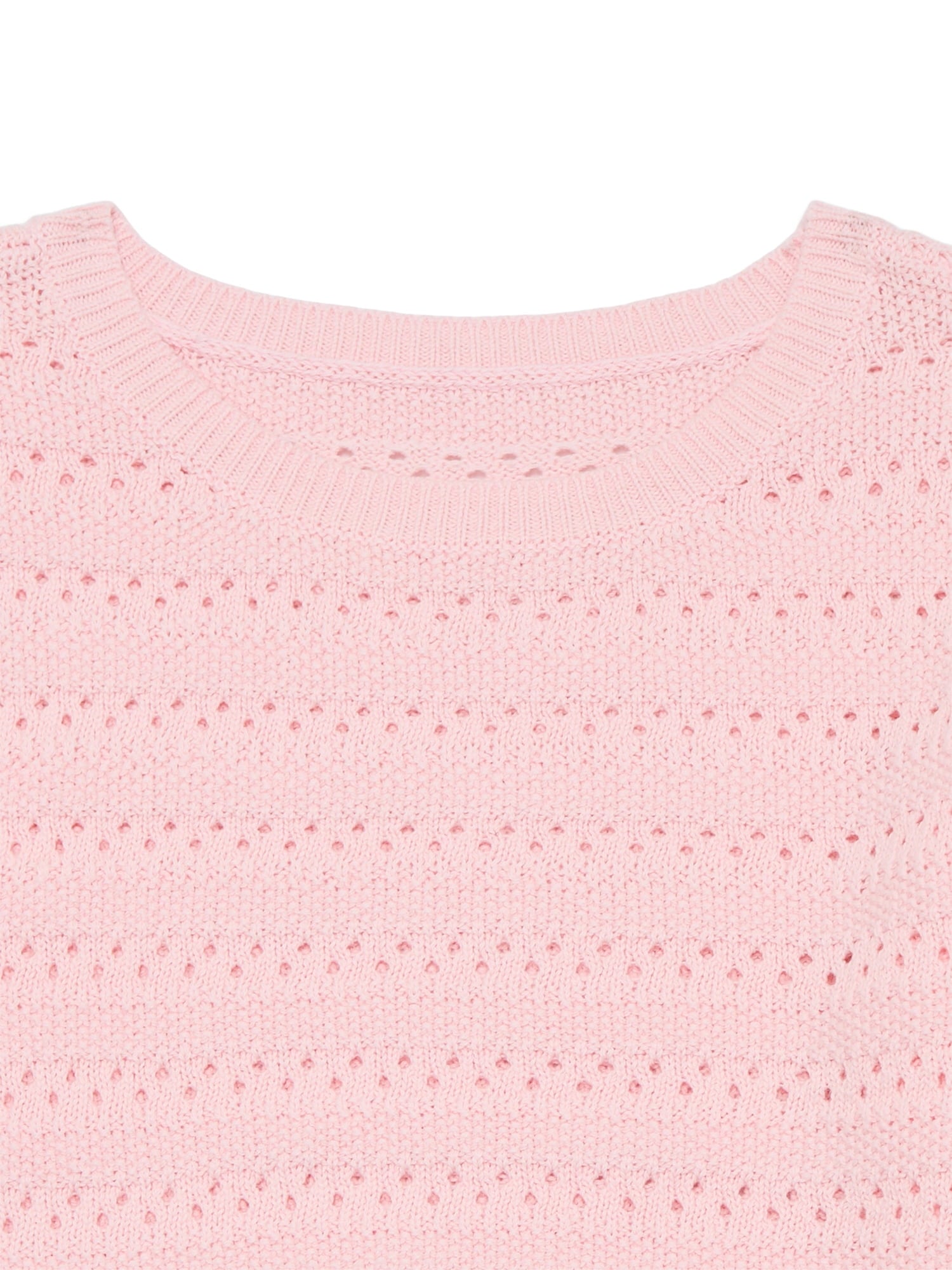 Wonder Nation Girls Pointelle Sweater with Long Sleeves, Sizes 4-18 & Plus