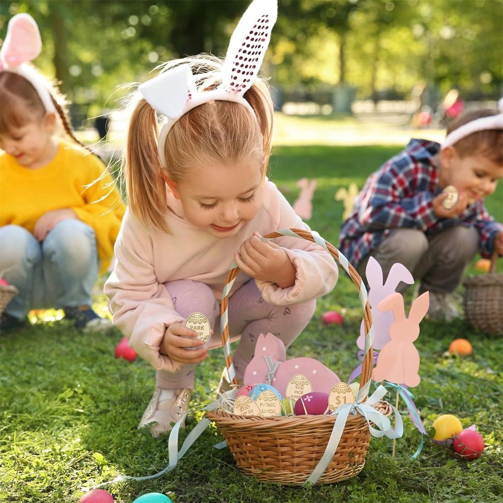 Linnome Easter Wooden Egg Filler 27-Piece Set Colorful Painted Egg for Party Favor Spring Holiday Gathering Gift Accessory