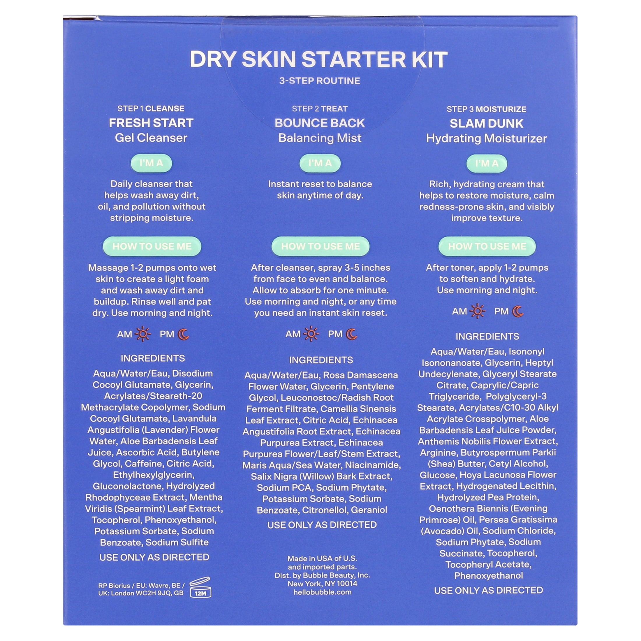 Bubble Skincare 3-Step Hydrating Routine Bundle for Normal to Dry Skin, Set of 3