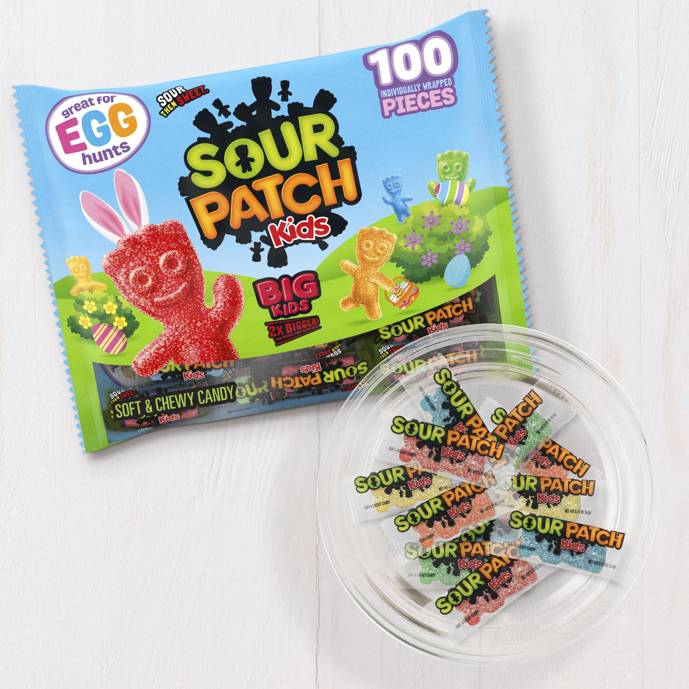 SOUR PATCH KIDS Big Kids Individually Wrapped Soft & Chewy Candy, Easter Candy, 100 Pieces
