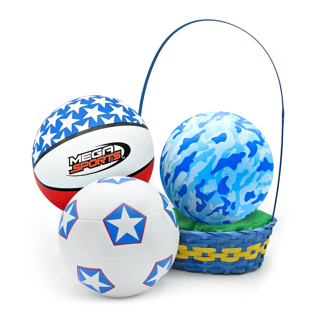 3 Ball Boys Prefilled Easter Basket, Megatoys