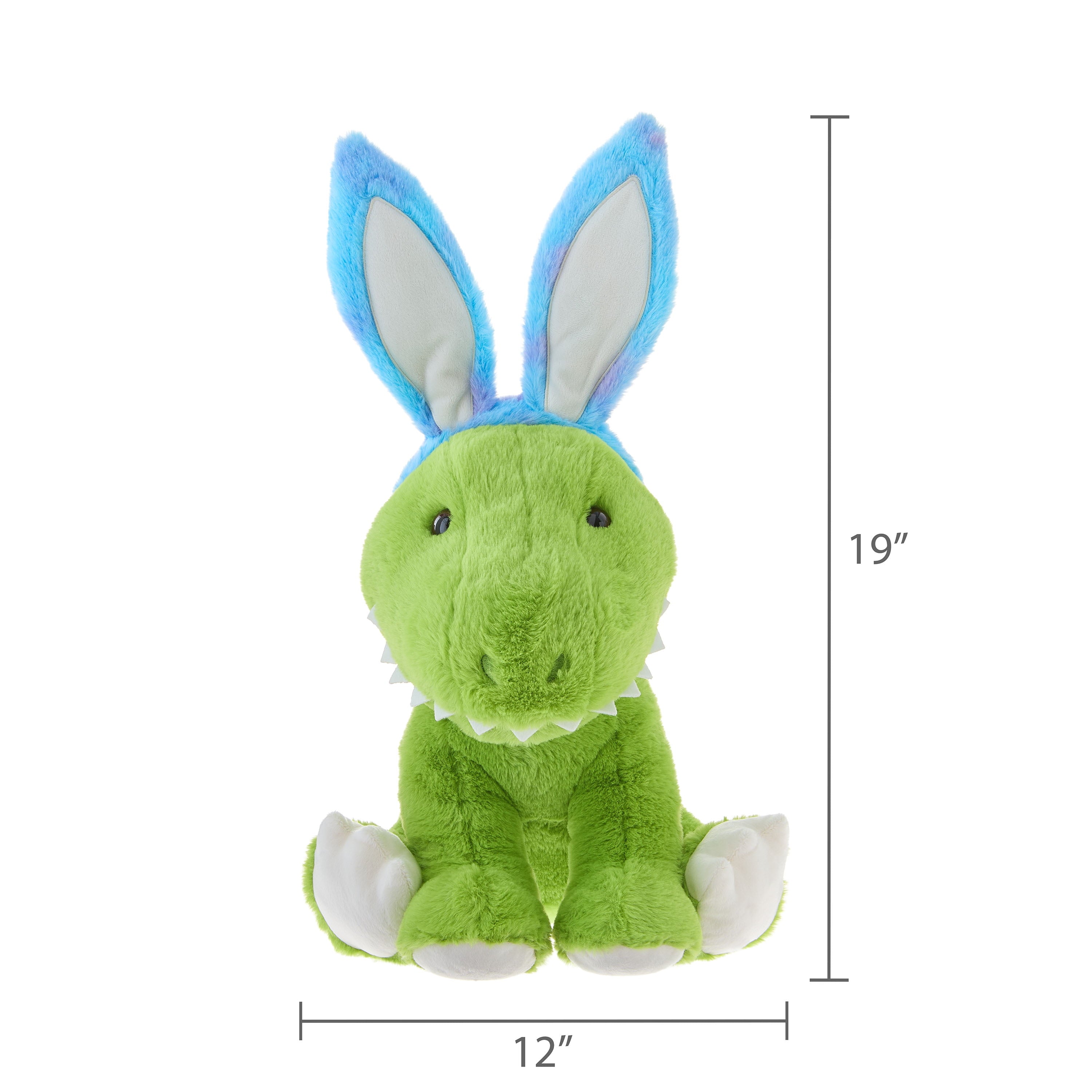 Large Dinosaur Plush with Bunny Ears, Green and Blue, 19", Easter by Way To Celebrate