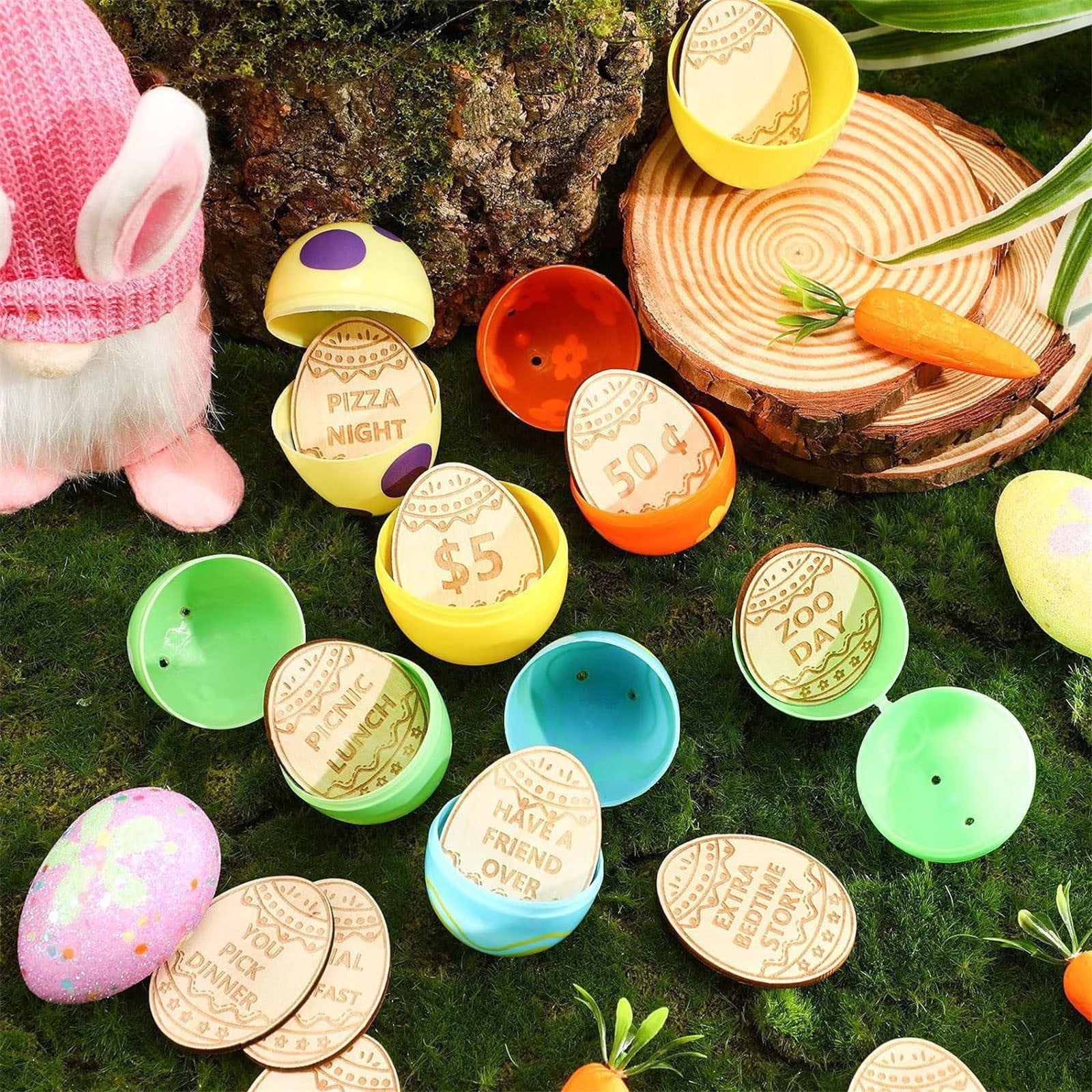 Linnome Easter Wooden Egg Filler 27-Piece Set Colorful Painted Egg for Party Favor Spring Holiday Gathering Gift Accessory