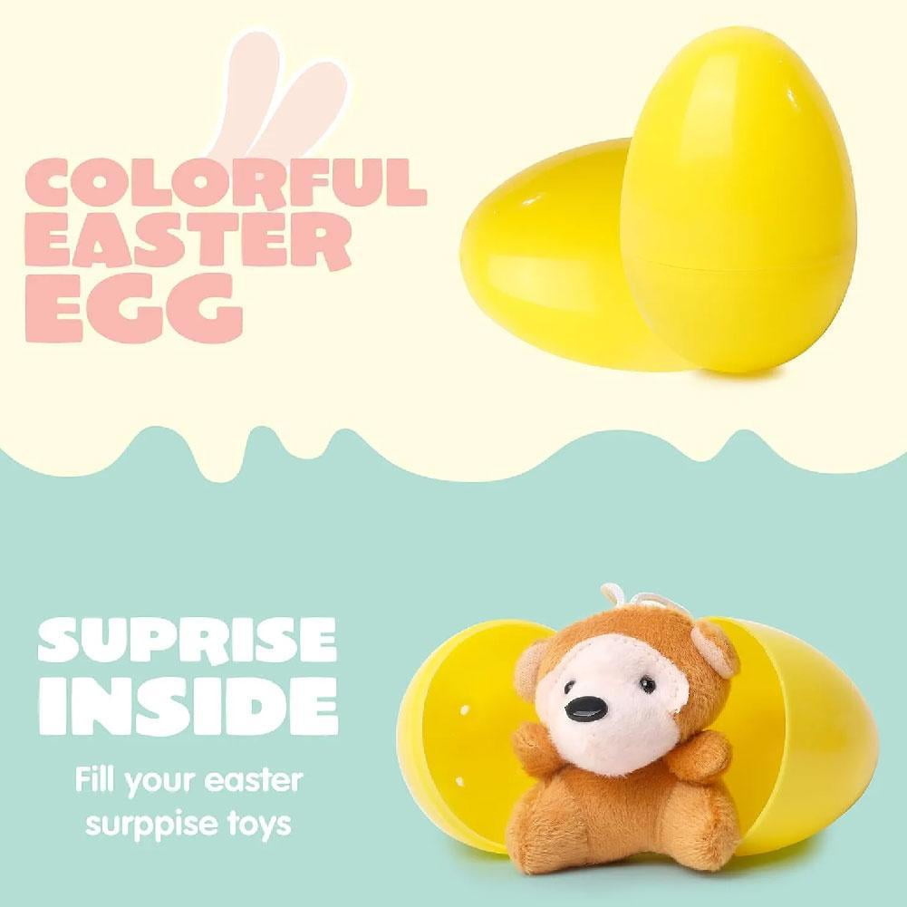 1 Piece Prefilled Easter Eggs with Plush Animal Toys 3 Inch Plastic Easter Eggs Filled with Bunny & Animal Stuffed Toys for Easter Egg Hunt, Party Favors, Classroom Prizes, Basket Surprises