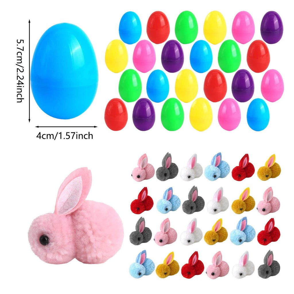 LAMDAWE 24 Pack Easter Egg Fillers PlushBunny Toys Easter BasketStuffers Mini ColorfulBunny Easter EggHunting ClassroomPrize Supplies BasketStuffers Easter PartyFavors