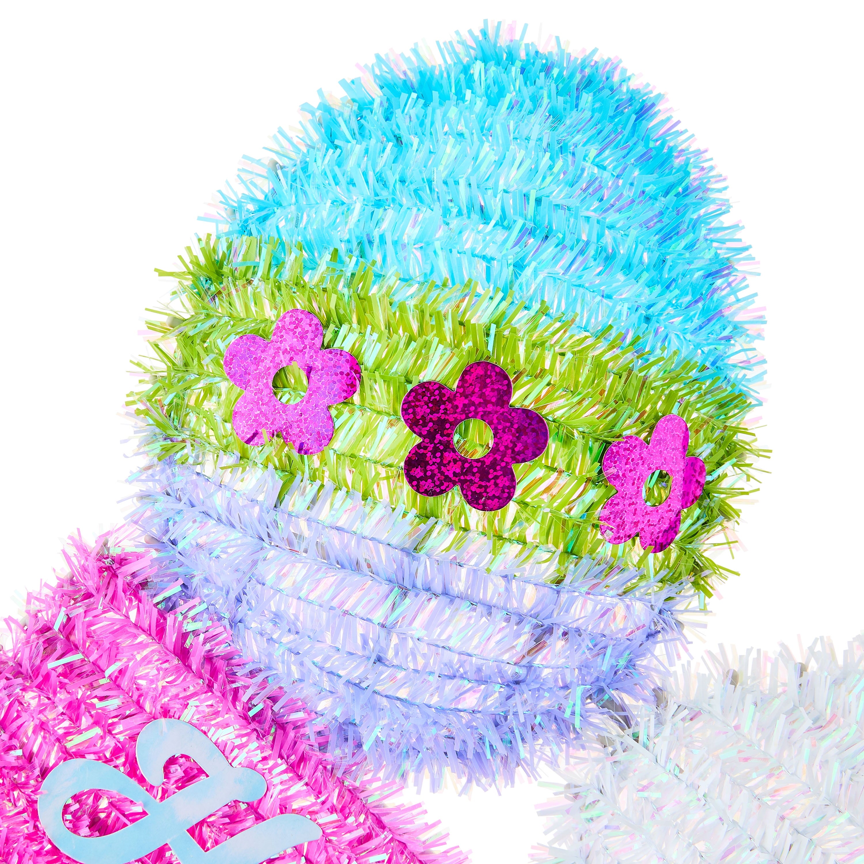 Happy Easter Banner Tinsel Wreath, Multicolor, 14", Easter by Way To Celebrate