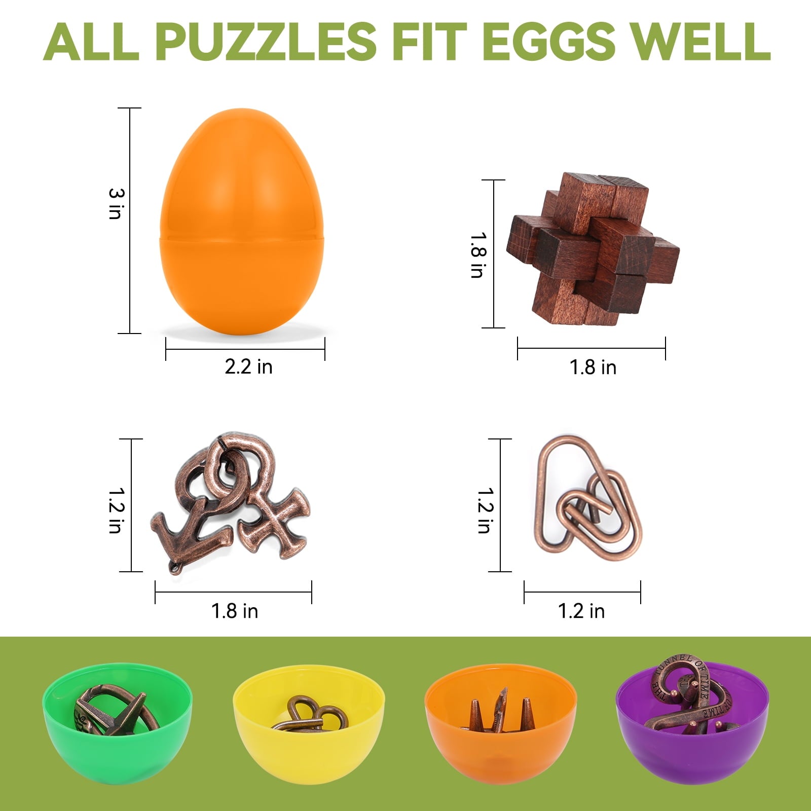 24 Pack Prefilled Easter Eggs with Brain Teaser Puzzles Toys Easters Egg Filled for Kids Boys Girls Easters Basket Stuffers for Kids Teens Adults Easter Eggs Hunt Game Classroom Prize Supplies