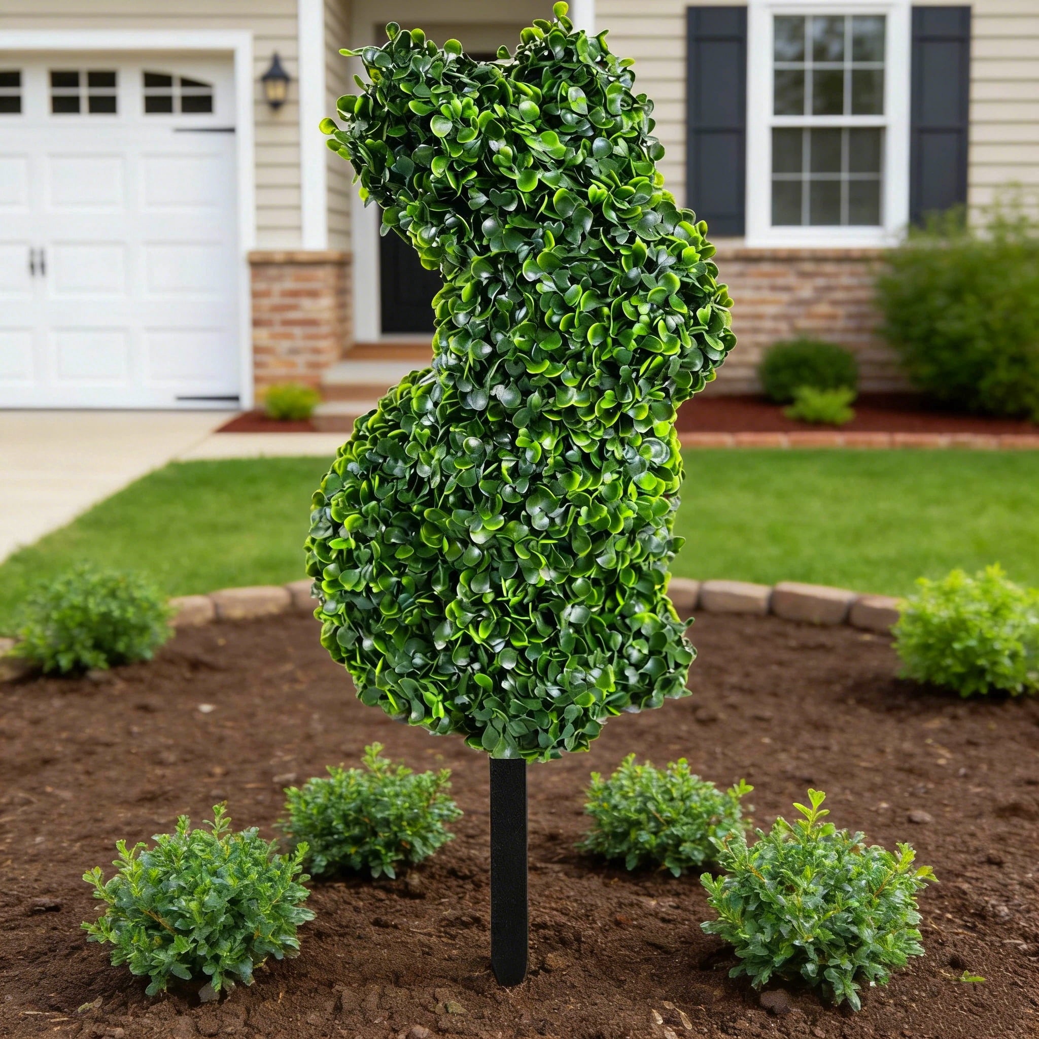 Spring Clearance! Easter Outdoor Decor 28" Boxwood Bunny Topiary, Easter Artificial Tree UV-Resistant Easter Home Decor for Porch, Outdoor Indoor Spring Rabbit, Easter Gift for Women Men(without Pot)